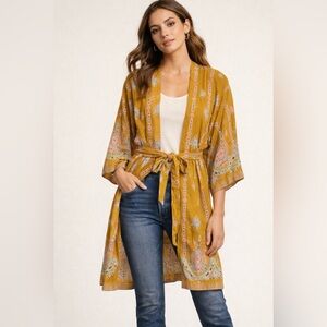 Dixie Embroidered Belted Kimono- size large